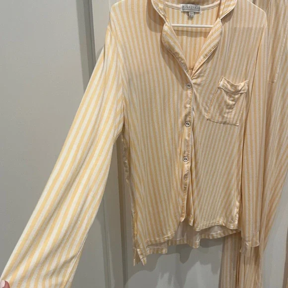 P.J. Salvage Yellow and White Striped pajama set- oversized small - Picture 6 of 8